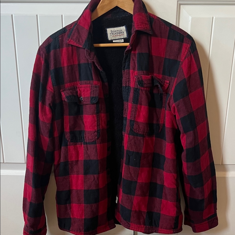Boston Traders Red and Black Plaid Shirt Jacket